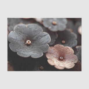 Abstract Metal Floral and Gear Design Tissue Paper