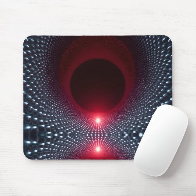 Abstract Metallic Echo Chamber with Red Soundwave Mouse Pad (With Mouse)