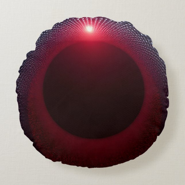 Abstract Metallic Echo Chamber with Red Soundwave Round Cushion (Front)