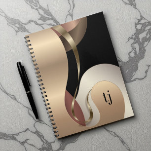 Abstract Metallic Pattern with Monogram Initials Notebook