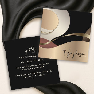 Abstract Metallic Pattern with Monogram Square Business Card