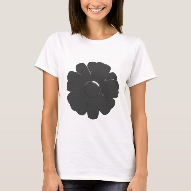 Abstract  Metallic Silver Flower T-Shirt (Front)