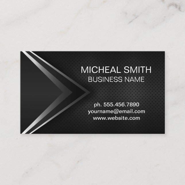 Abstract Metallic Texture Mesh Background Business Card (Front)