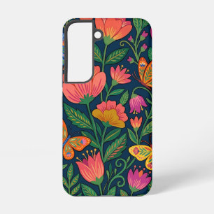 Abstract Mexican Flowers Butterfly Samsung Cases