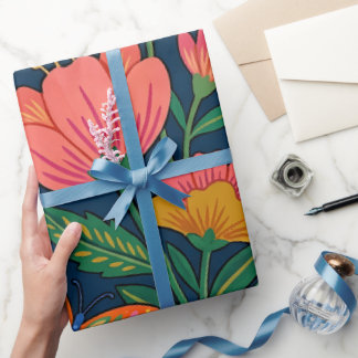 Abstract Mexican Folk Wildflowers Wrapping Paper