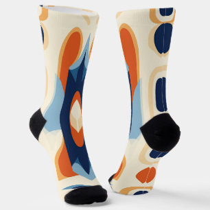Abstract Mid-Century Geometric Art and Modern Socks