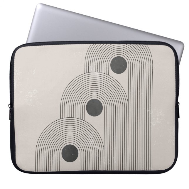 Abstract mid-century, geometric balance shapes laptop sleeve (Front)