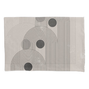 Abstract mid-century, geometric balance shapes pillowcase