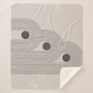 Abstract mid-century, geometric balance shapes sherpa blanket