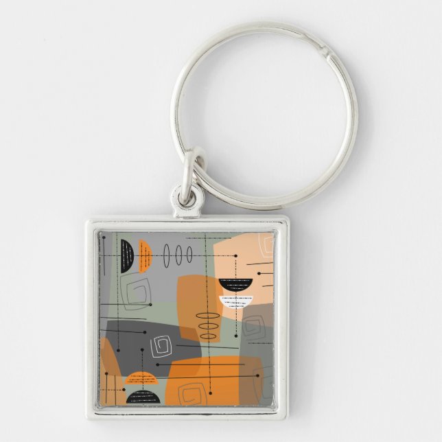 Abstract Mid-Century Key Ring (Front)