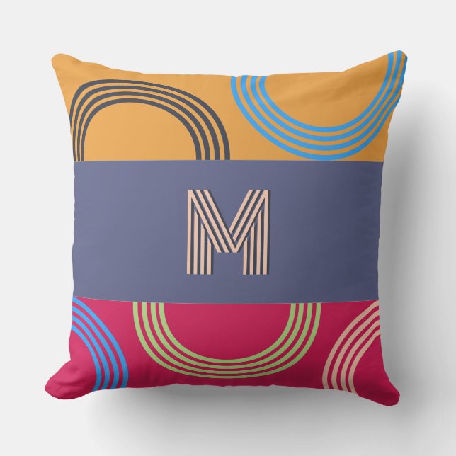 Abstract Mid Century Modern Boho Geometric Pattern Cushion (Front)