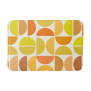 Abstract Mid Century Modern Circles Orange Yellow  Bath Mat