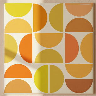 Abstract Mid century modern circles orange yellow  Ceramic Tile