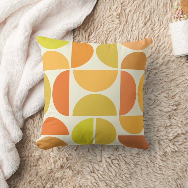 Abstract Mid century modern circles orange yellow  Cushion (Blanket)