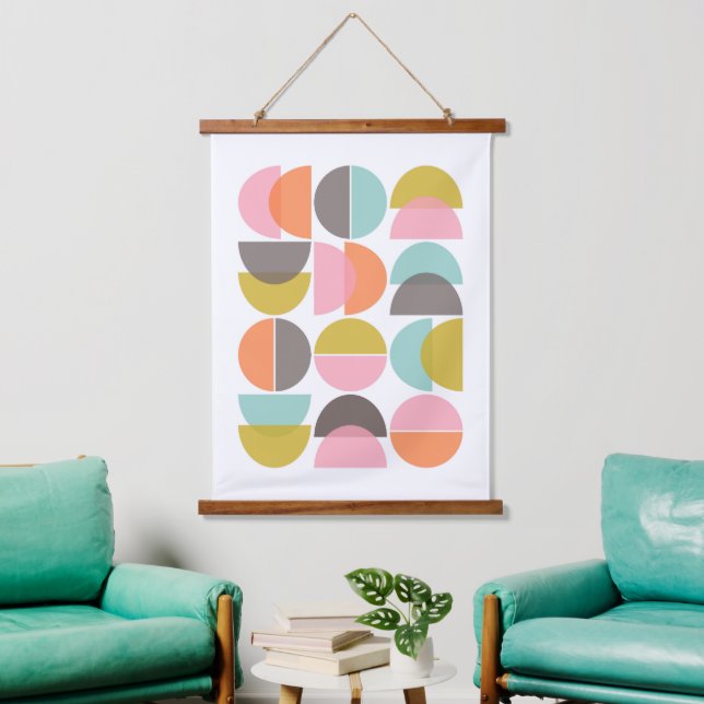 Abstract Mid-Century Modern Geometric Hanging Tapestry (Living Room)