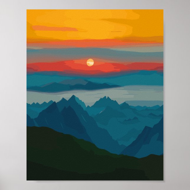 Abstract Mid Century Modern Mountains  Poster (Front)
