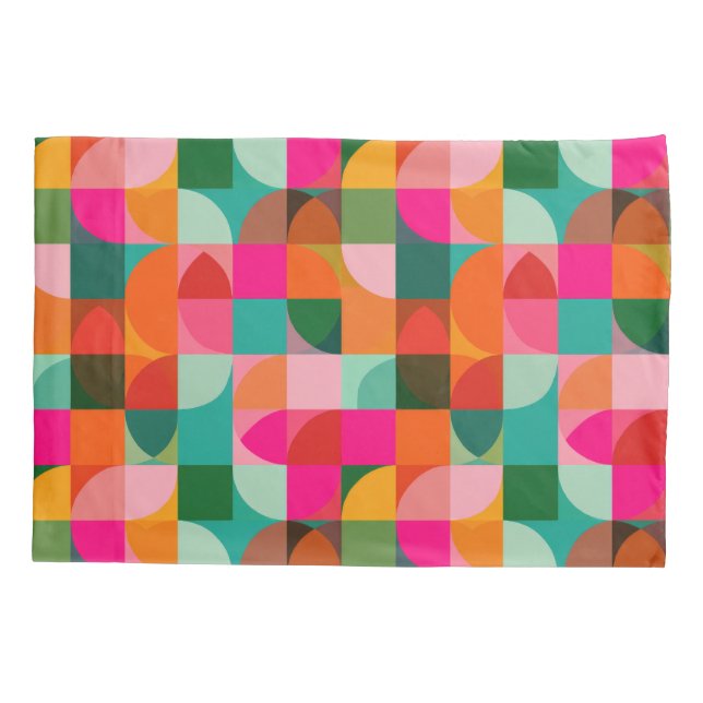 Abstract Mid Century Modern Pattern Colourful Retr Pillowcase (Back)