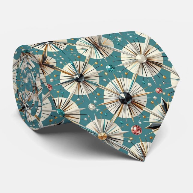 Abstract Mid Century Modern Starburst Diamond Tie (Rolled)