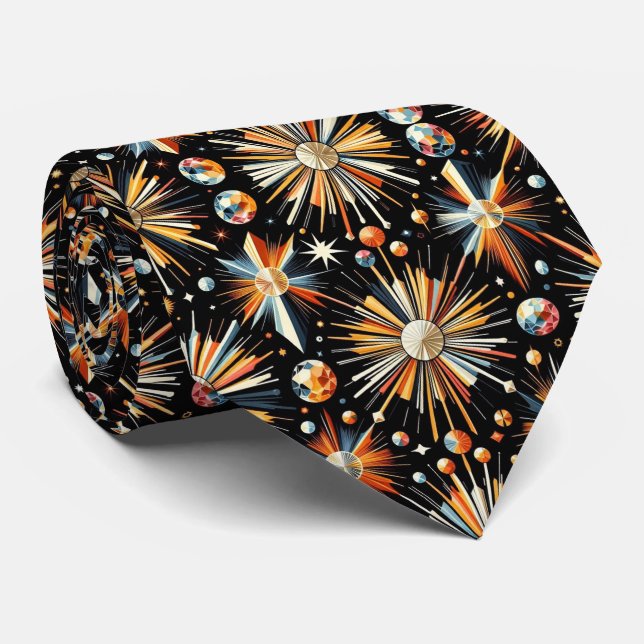 Abstract Mid Century Modern Starburst Diamond Tie (Rolled)