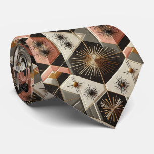 Abstract Mid Century Modern Starburst DIamond Tie