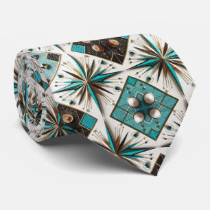 Abstract Mid Century Modern Starburst DIamond Tie