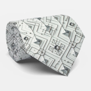 Abstract Mid Century Modern White Diamonds Tie