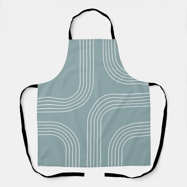 Abstract Mid Century style line art Apron (Front)