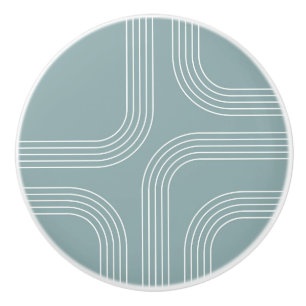 Abstract Mid Century style line art Ceramic Knob