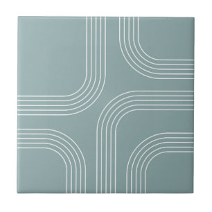 Abstract Mid Century style line art Ceramic Tile