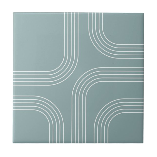 Abstract Mid Century style line art  Ceramic Tile (Front)