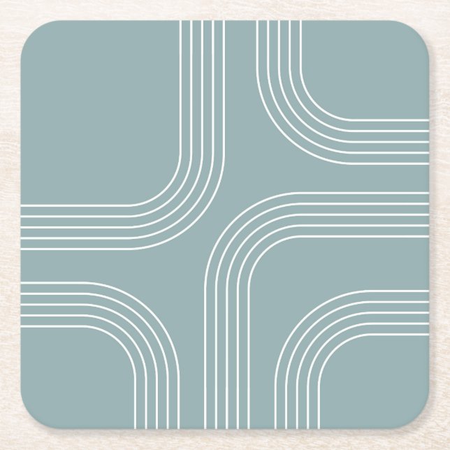 Abstract Mid Century style line art  Square Paper Coaster (Front)