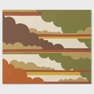 Abstract MidMod Cloud Burnt Olive Wrapping Paper