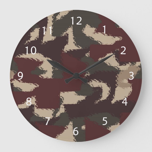 Abstract Military Camouflage Pattern Large Clock (Front)