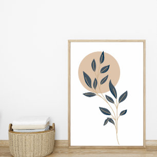 Abstract Minimal Boho Style Design Leaf Botanical  Poster