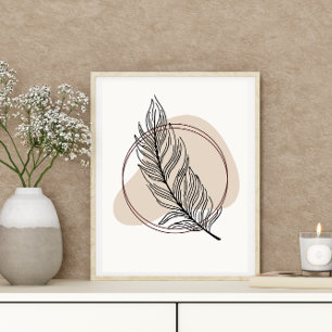 Abstract Minimal Boho Style Design Leaf Botanical  Poster