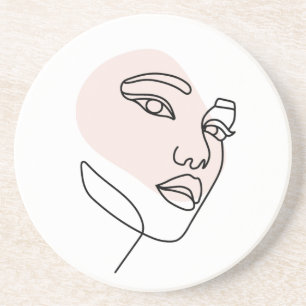 Abstract minimal female single line art 2 coaster