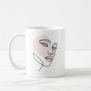 Abstract minimal female single line art coffee mug