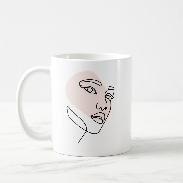 Abstract minimal female single line art  coffee mug (Left)