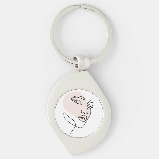 Abstract minimal female single line art  key ring (Front)