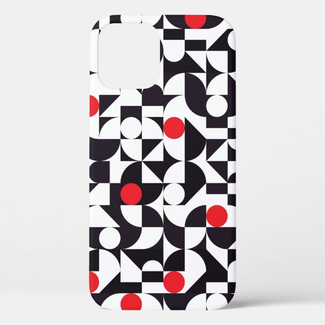 Abstract minimal geometric black white and red pat Case-Mate iPhone case (Back)