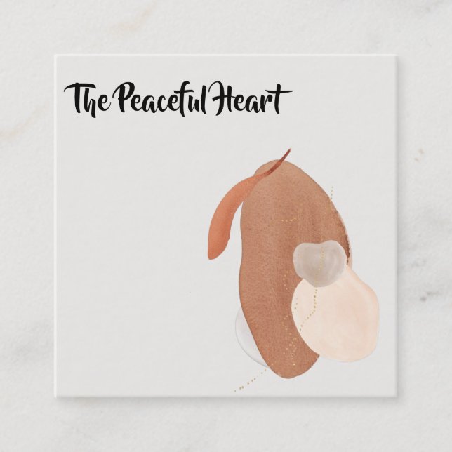 *~* Abstract Minimal Ink AR27 QR Simple Wabi Sabi Square Business Card (Front)