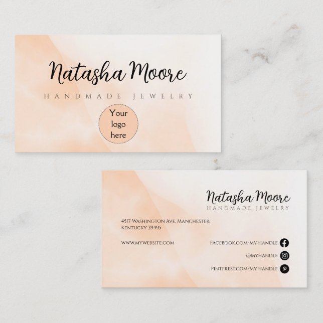 Abstract minimal simple light orange Business Card (Front/Back)