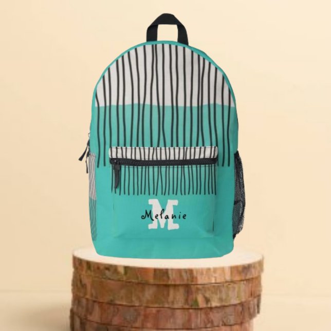 Abstract minimal style sketched trendy Monogram  Printed Backpack (Creator Uploaded)