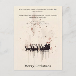 Abstract Minimal Watercolor Ink Stanta Christmas Holiday Postcard