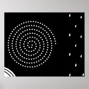 Abstract Minimal White Spiral, Raindrops, Circles Poster