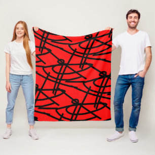 Abstract Minimalism Lines Black Red Blanket