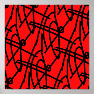 Abstract Minimalism Lines Black Red Poster