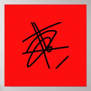 Abstract Minimalism Lines Black Red Poster