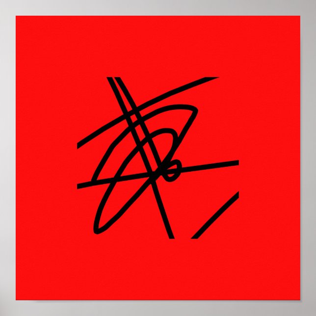 Abstract Minimalism Lines Black Red Poster (Front)