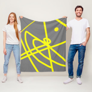 Abstract Minimalism Yellow Lines Grey Blanket